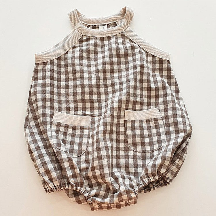 Plaid Halter Baby Romper