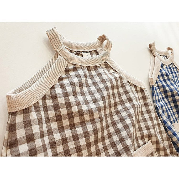 Plaid Halter Baby Romper