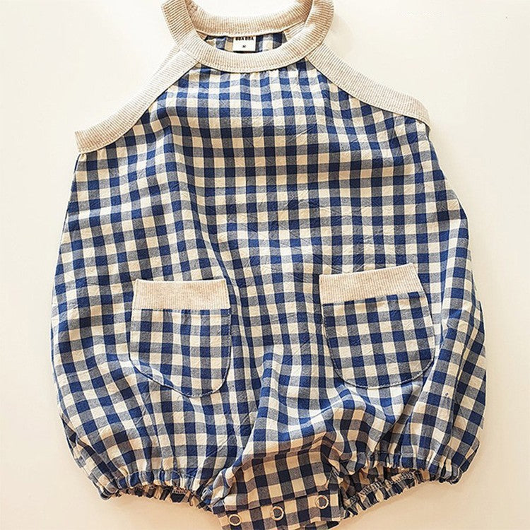Plaid Halter Baby Romper