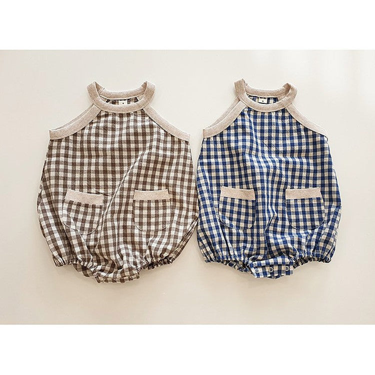Plaid Halter Baby Romper